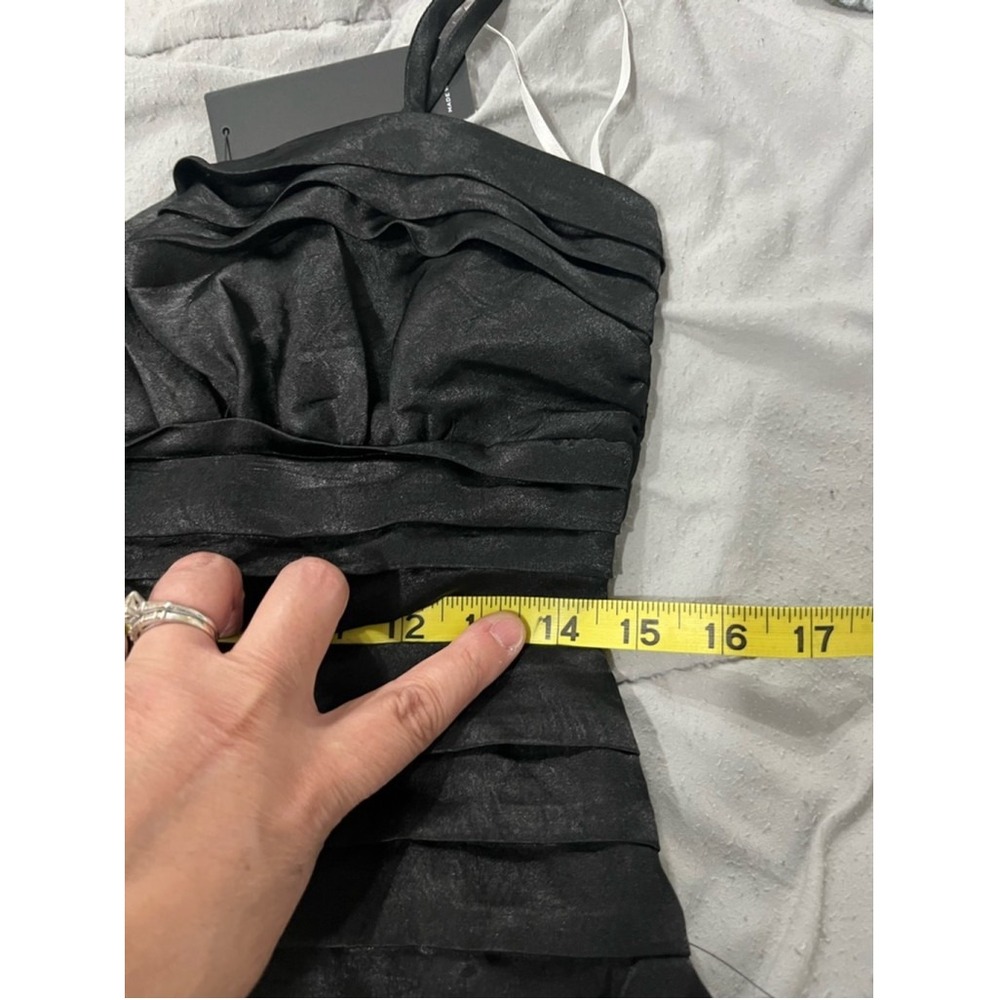 Lulus Completely Stunning Black Pleated Satin Bodycon Mini Dress SZ Medium - Picture 8 of 9